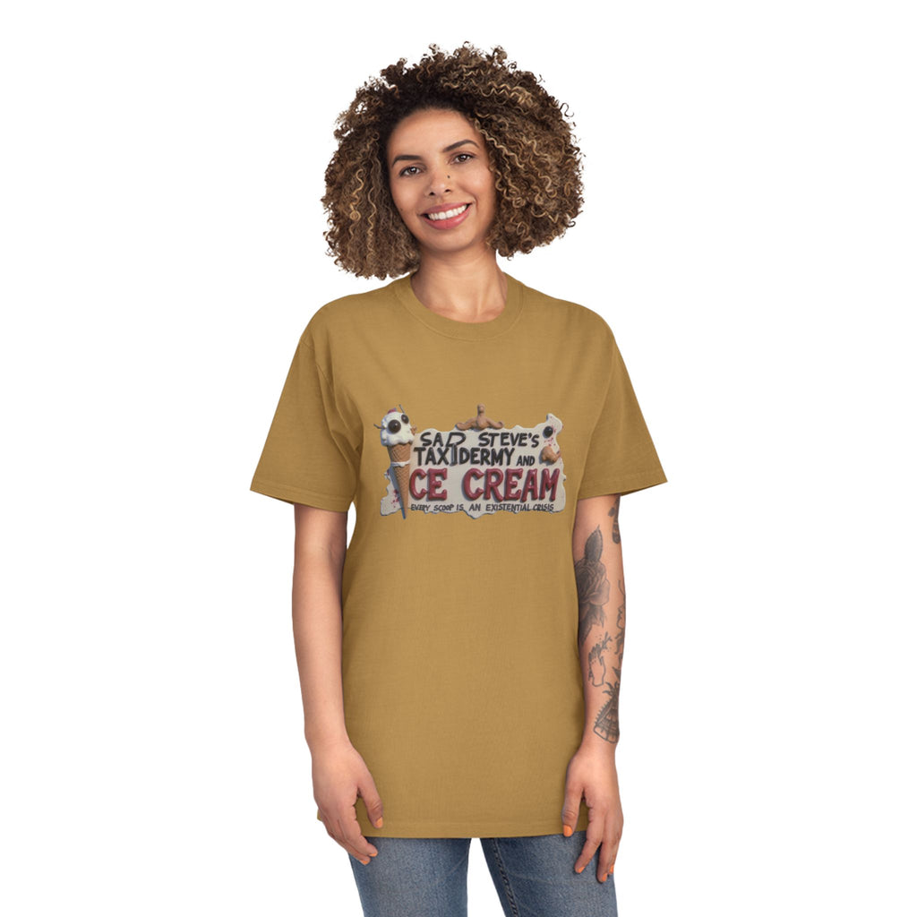 Unisex Faded Shirt - Sad Steve's Taxidermy & Ice Cream Design – Perfect for Quirky Gifts & Casual Wear