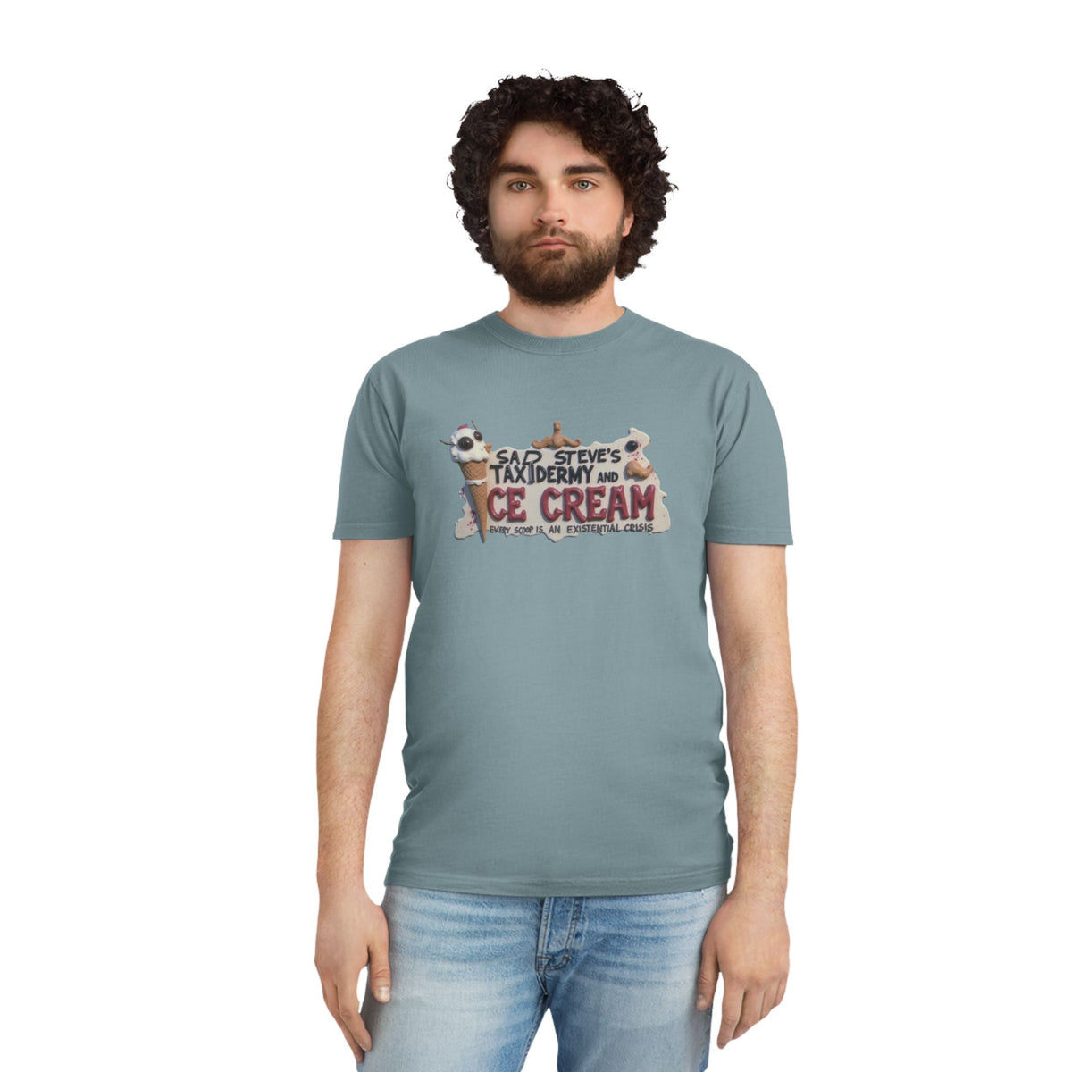 Unisex Faded Shirt - Sad Steve's Taxidermy & Ice Cream Design – Perfect for Quirky Gifts & Casual Wear
