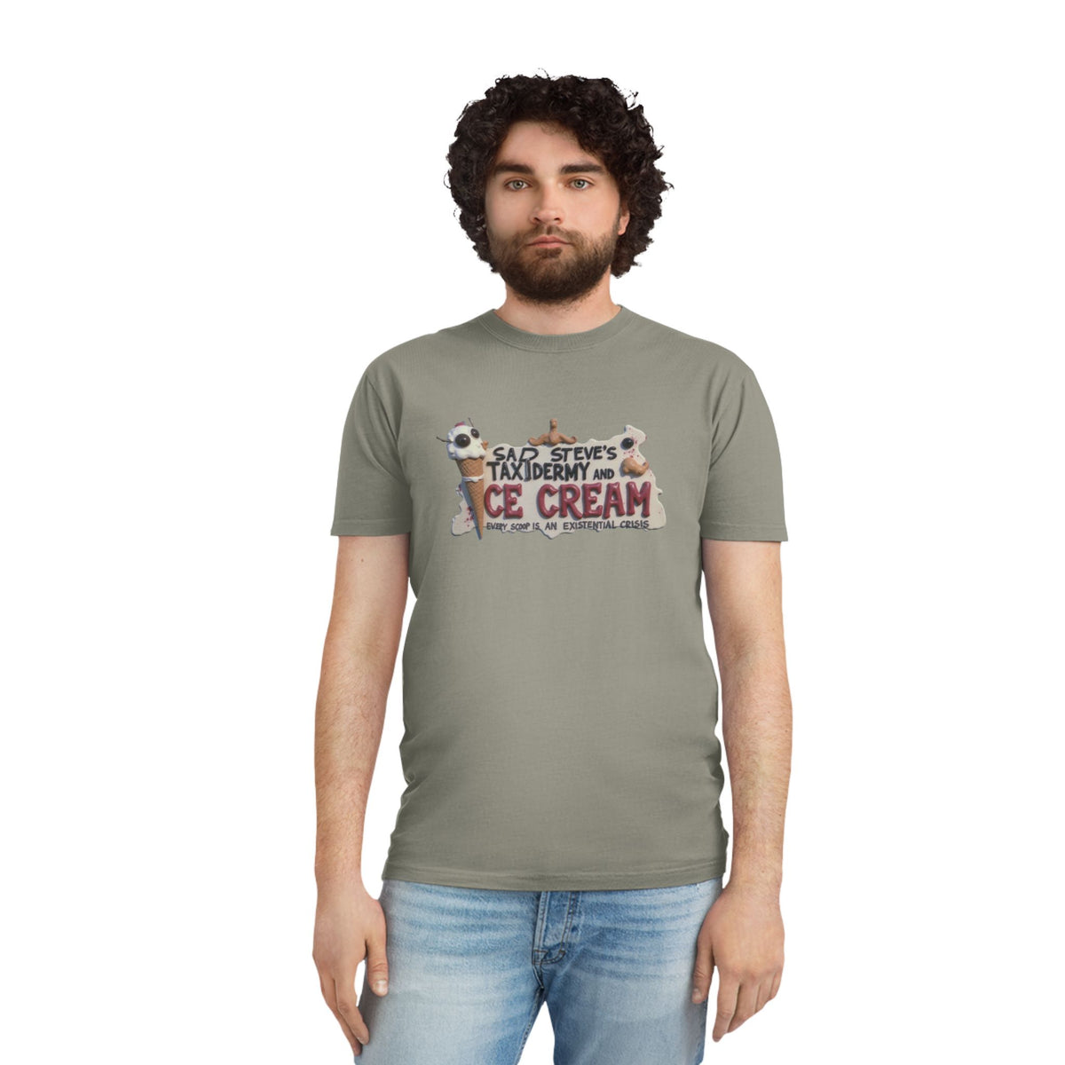 Unisex Faded Shirt - Sad Steve's Taxidermy & Ice Cream Design – Perfect for Quirky Gifts & Casual Wear