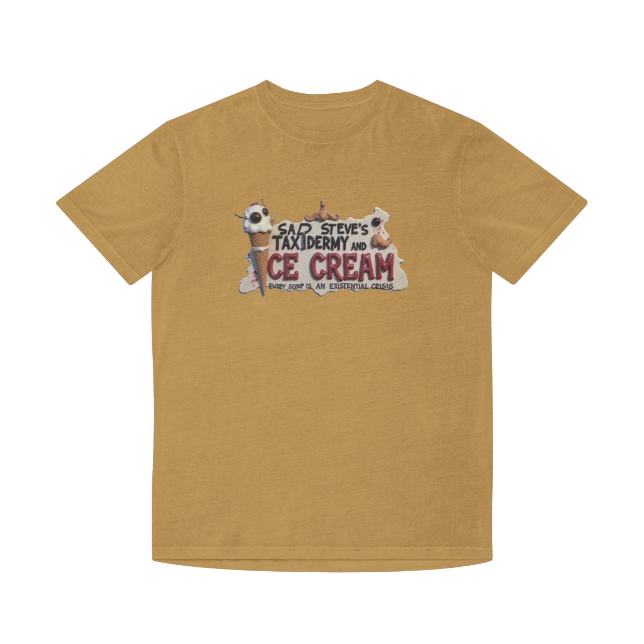 Unisex Faded Shirt - Sad Steve's Taxidermy & Ice Cream Design – Perfect for Quirky Gifts & Casual Wear