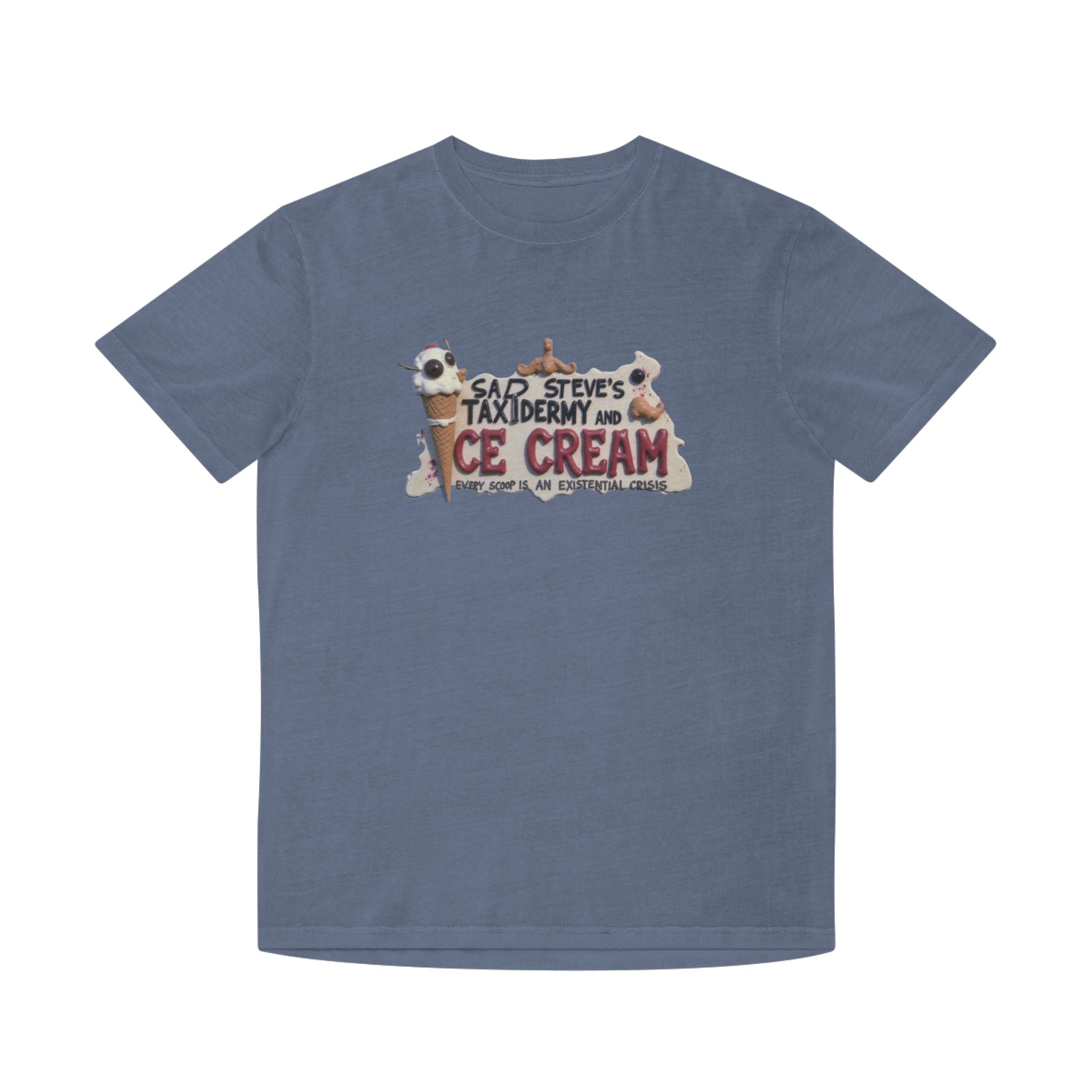 Unisex Faded Shirt - Sad Steve's Taxidermy & Ice Cream Design – Perfect for Quirky Gifts & Casual Wear