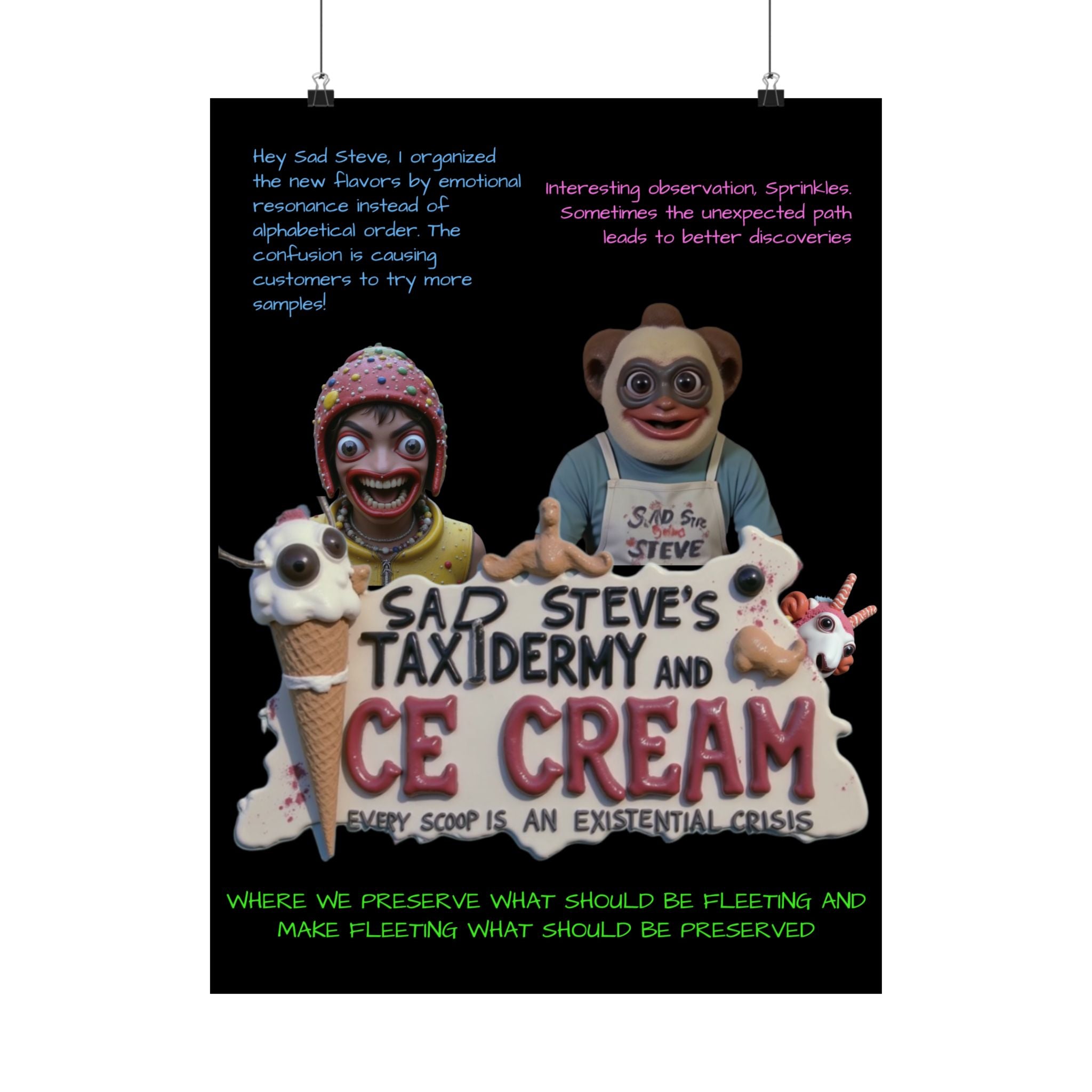 Sad Steve and Sprinkles Poster - Art, Inspirational Wall Decor, Unique Home Decor