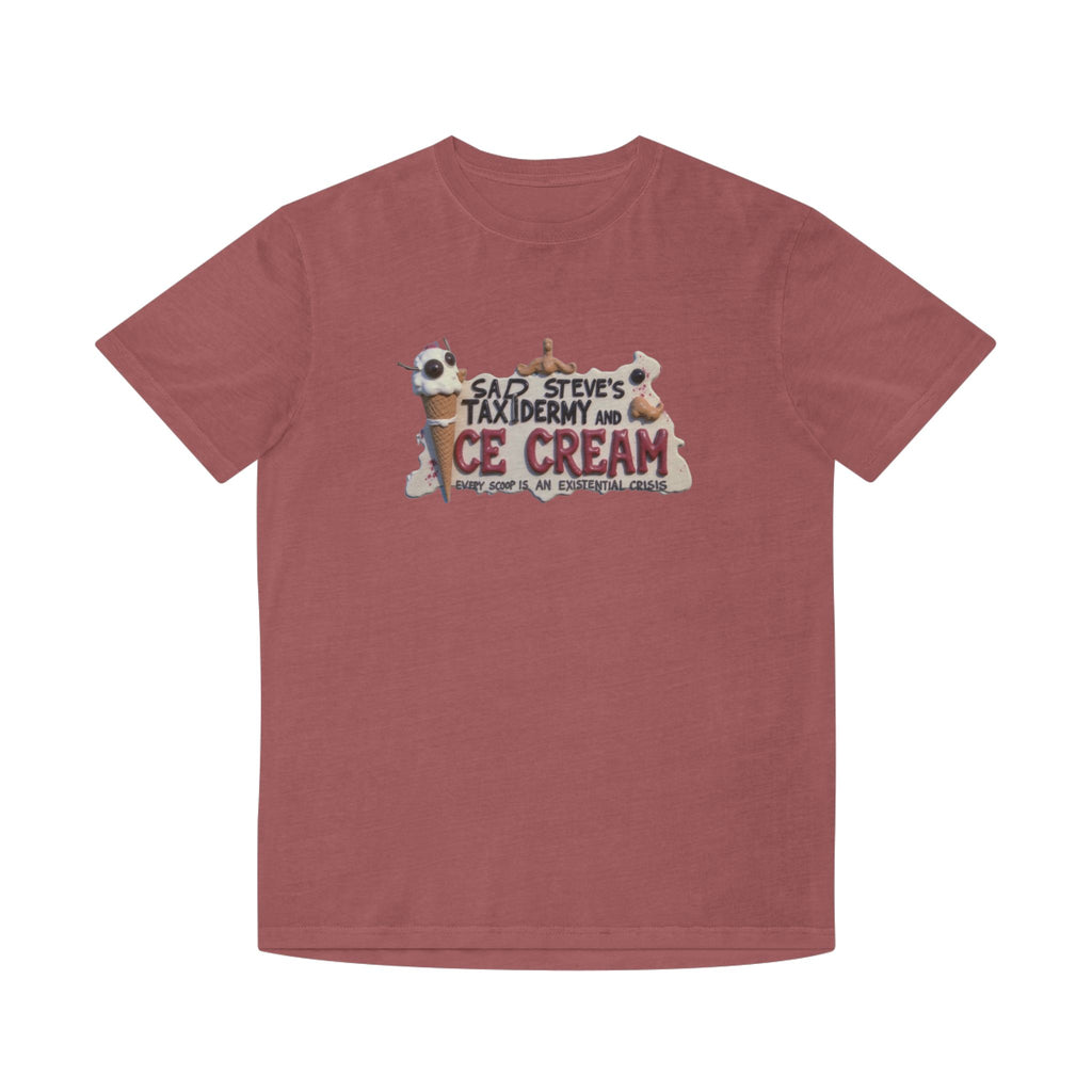 Unisex Faded Shirt - Sad Steve's Taxidermy & Ice Cream Design – Perfect for Quirky Gifts & Casual Wear