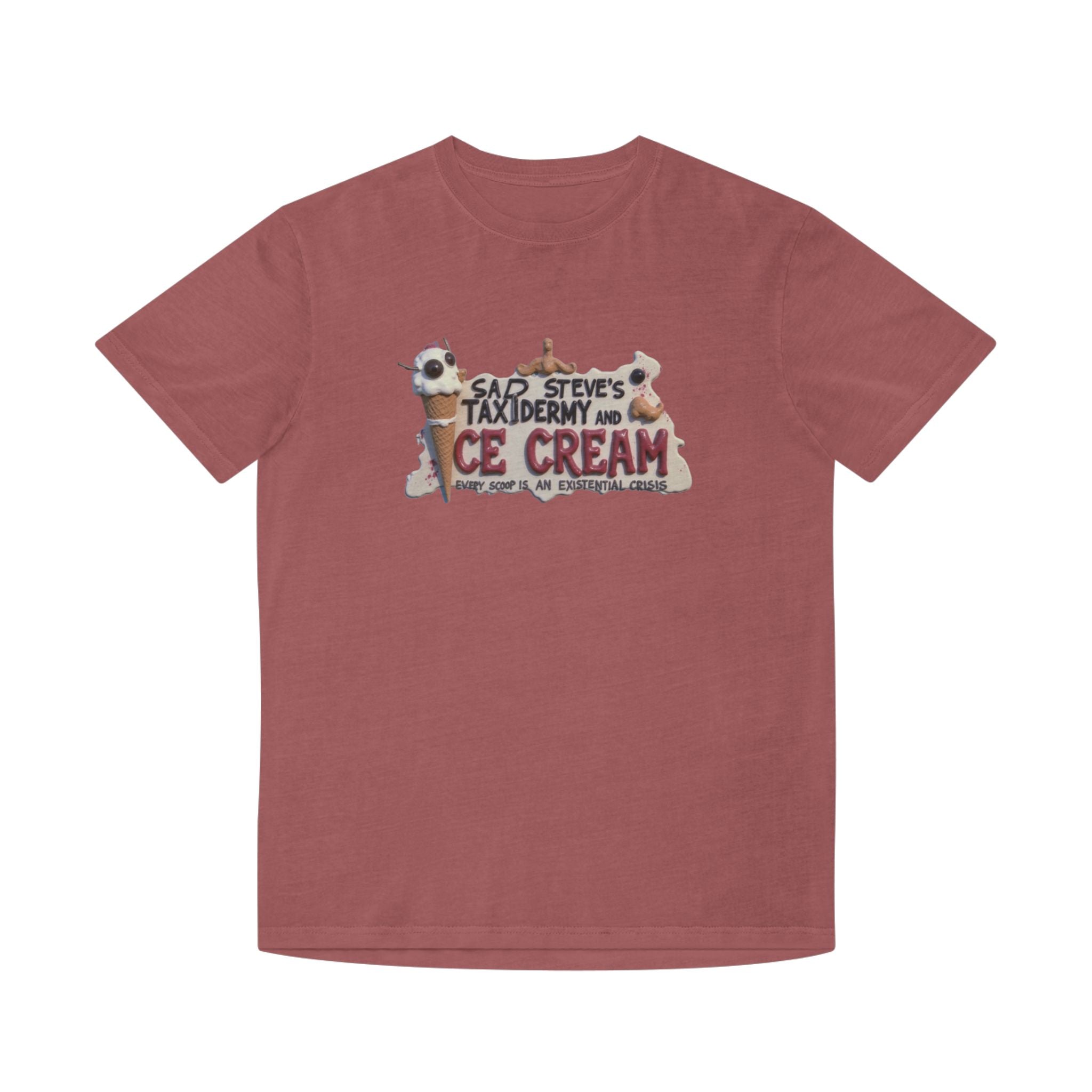 Unisex Faded Shirt - Sad Steve's Taxidermy & Ice Cream Design – Perfect for Quirky Gifts & Casual Wear