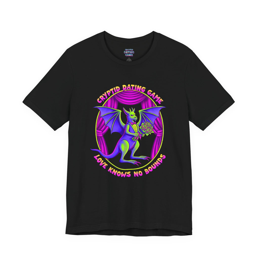 Love Knows No Bounds Bat Tee — Cryptid Dating Game Graphic Shirt