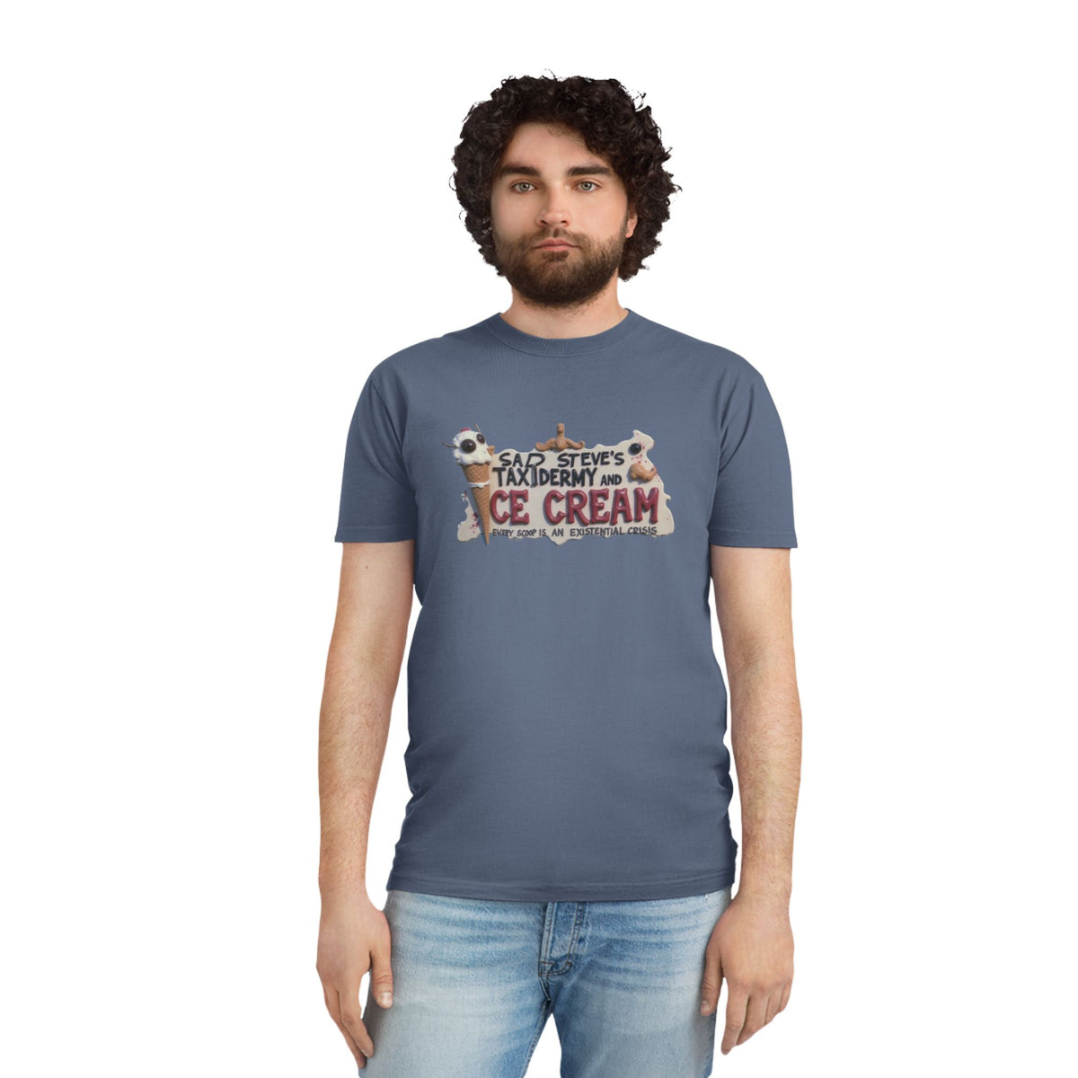 Unisex Faded Shirt - Sad Steve's Taxidermy & Ice Cream Design – Perfect for Quirky Gifts & Casual Wear