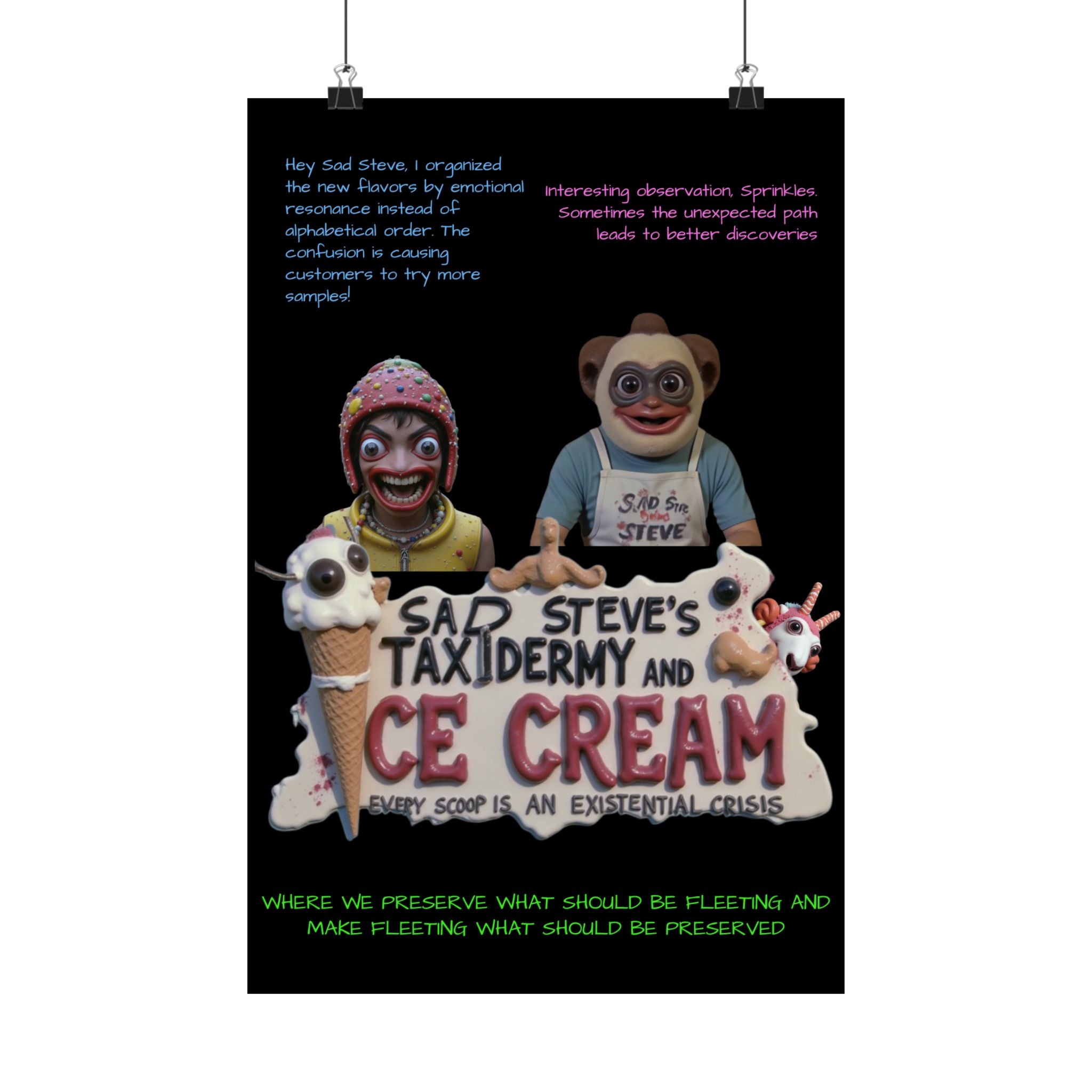 Sad Steve and Sprinkles Poster - Art, Inspirational Wall Decor, Unique Home Decor