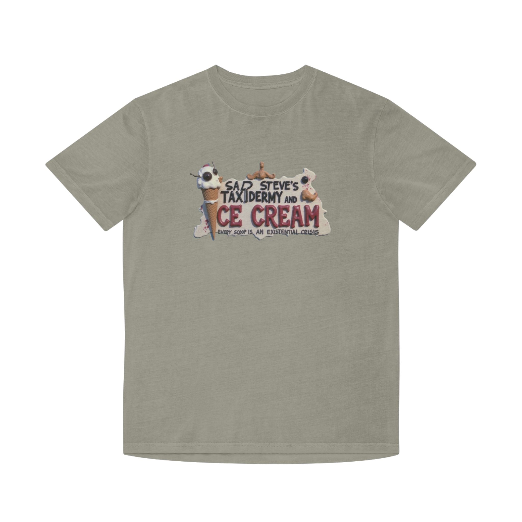 Unisex Faded Shirt - Sad Steve's Taxidermy & Ice Cream Design – Perfect for Quirky Gifts & Casual Wear