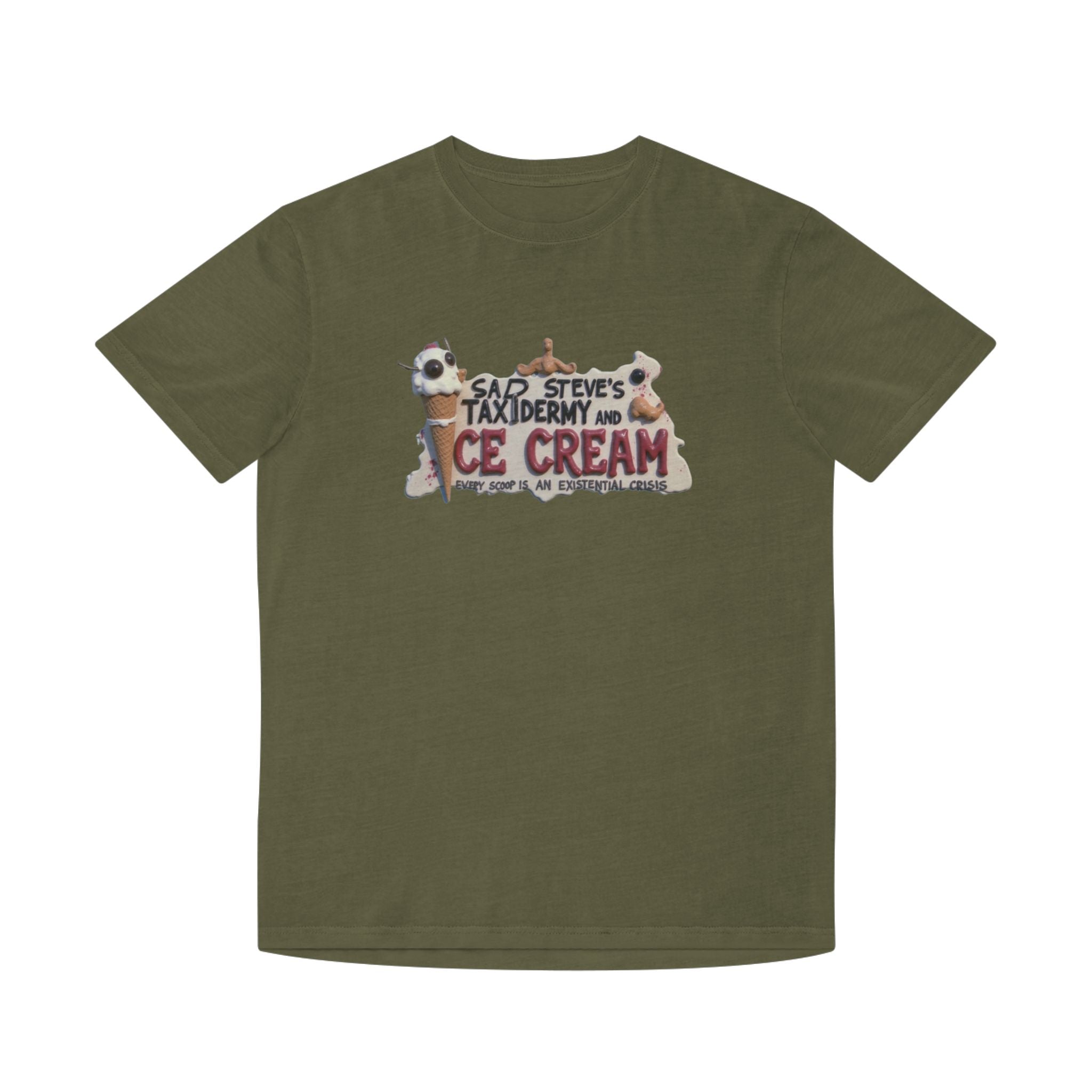 Unisex Faded Shirt - Sad Steve's Taxidermy & Ice Cream Design – Perfect for Quirky Gifts & Casual Wear