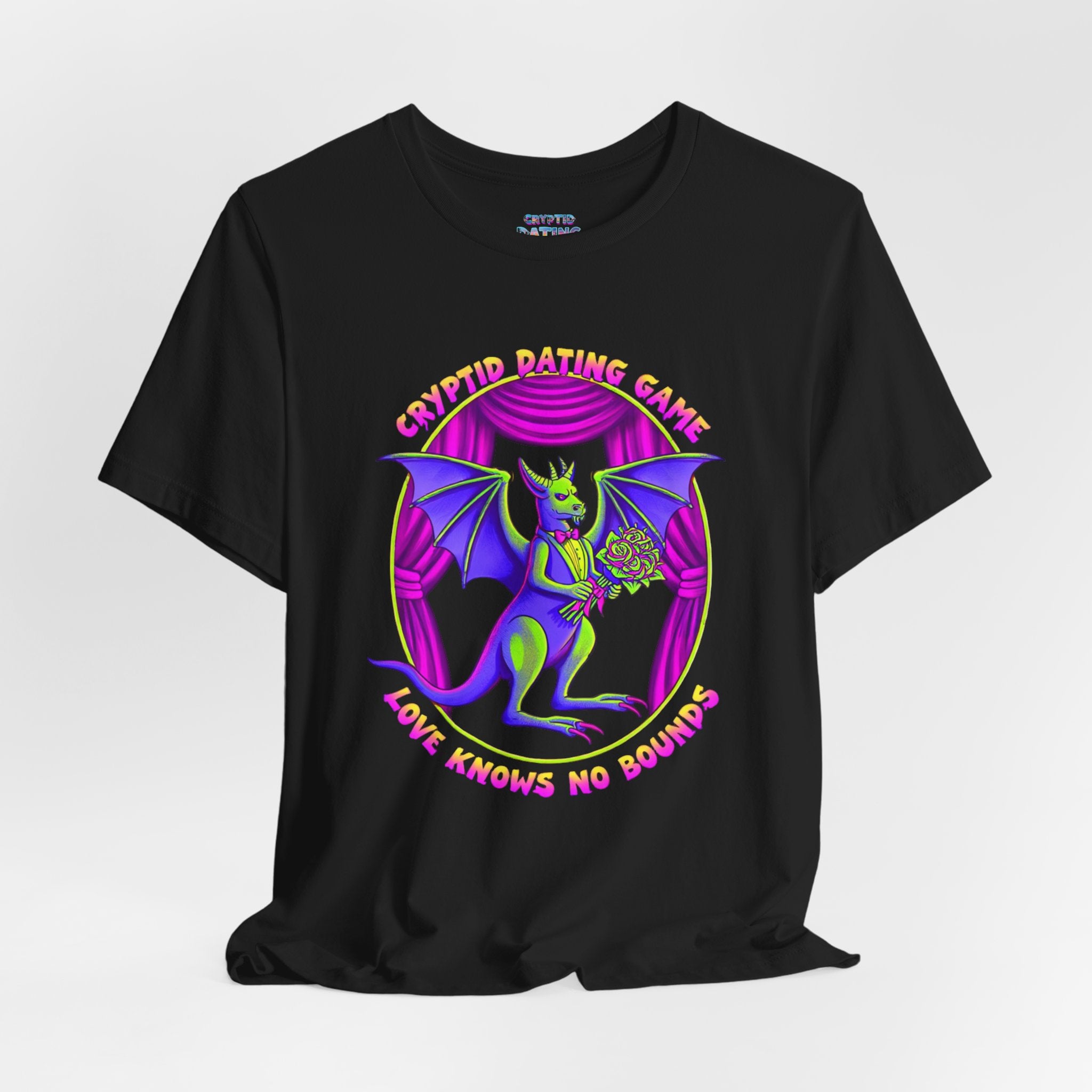 Love Knows No Bounds Bat Tee — Cryptid Dating Game Graphic Shirt