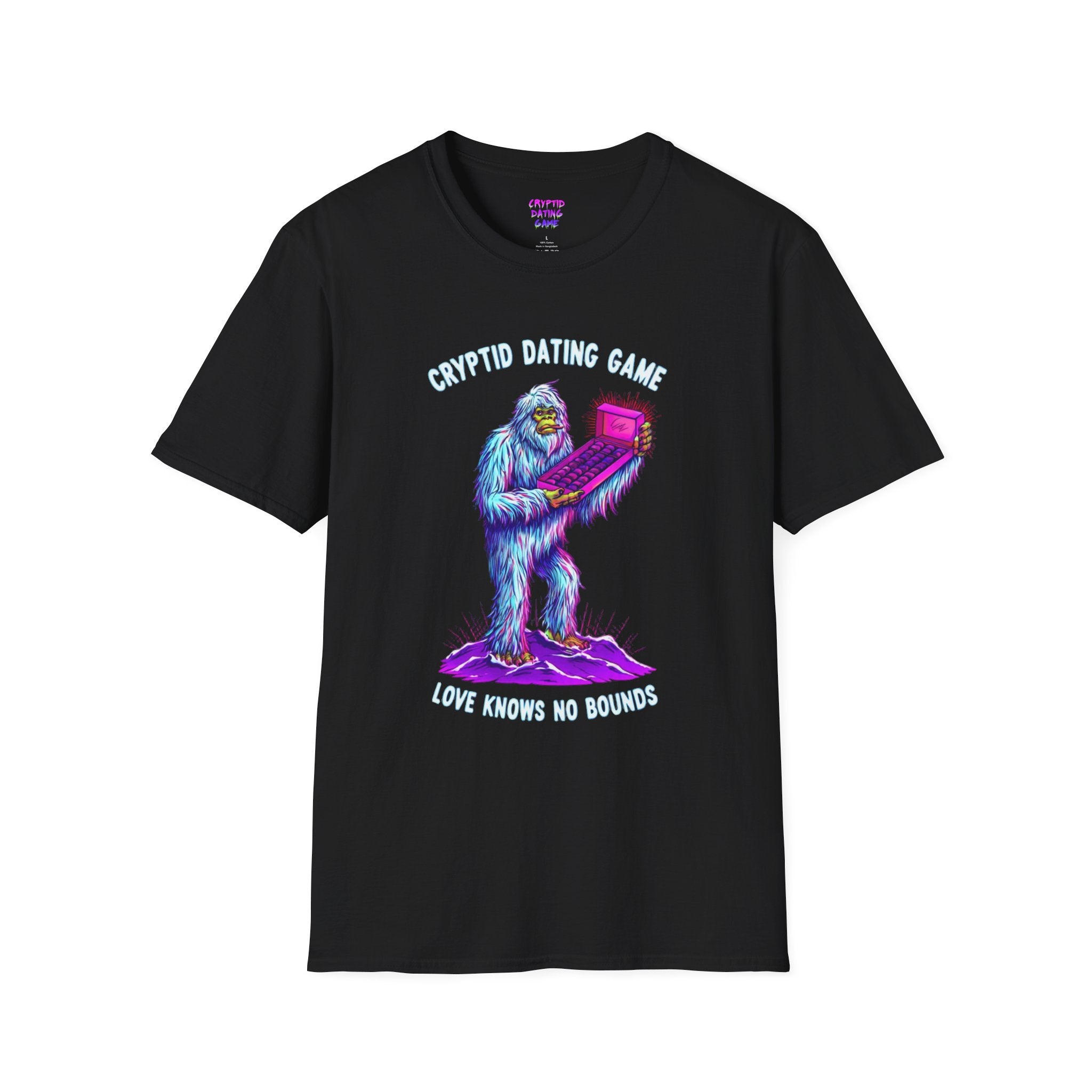 Cryptid Dating Game T-Shirt — 'Love Knows No Bounds' Bigfoot Sasquatch Tee