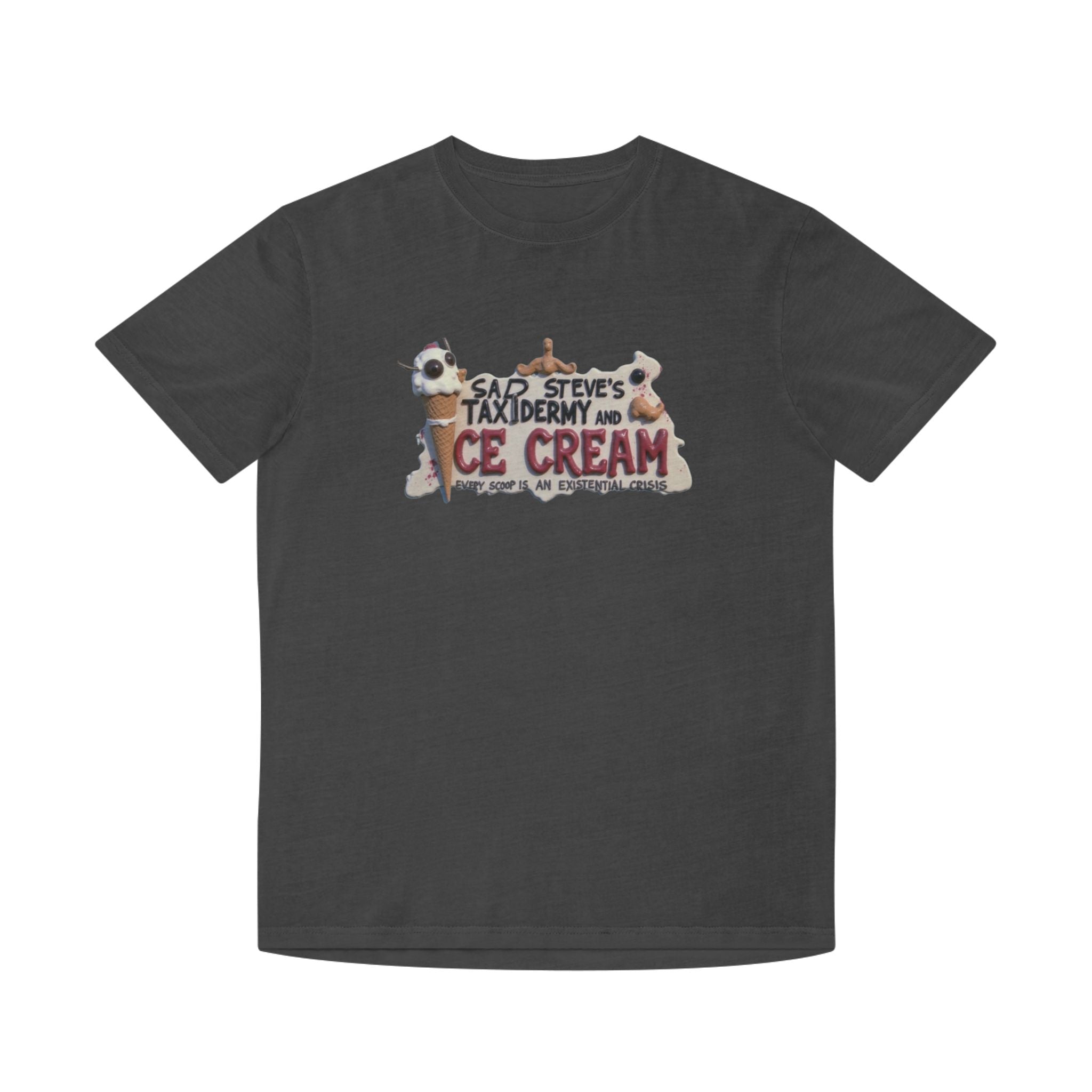 Unisex Faded Shirt - Sad Steve's Taxidermy & Ice Cream Design – Perfect for Quirky Gifts & Casual Wear