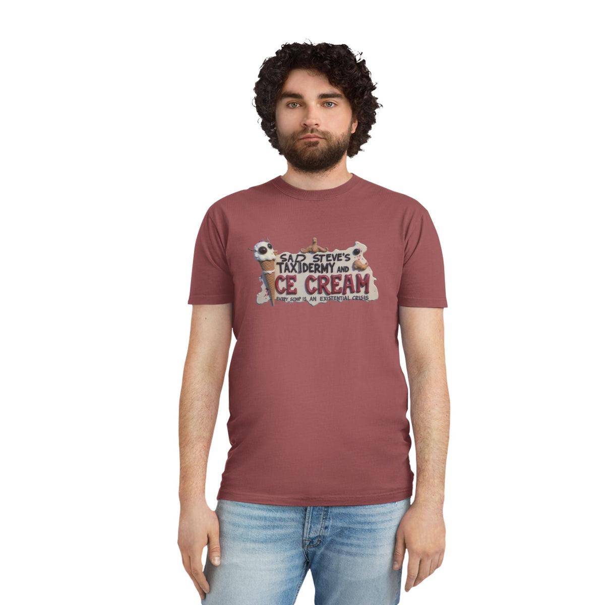 Unisex Faded Shirt - Sad Steve's Taxidermy & Ice Cream Design – Perfect for Quirky Gifts & Casual Wear