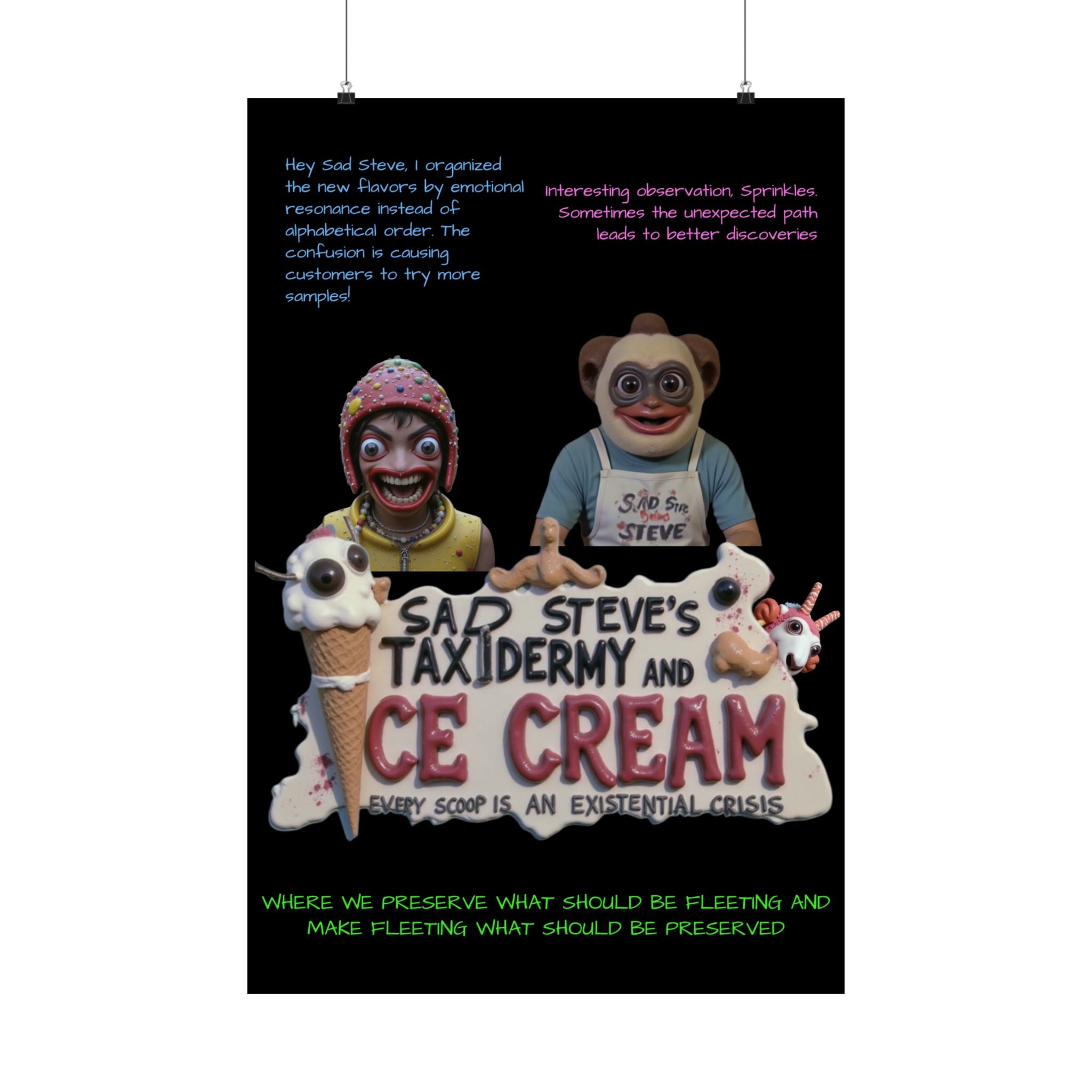 Sad Steve and Sprinkles Poster - Art, Inspirational Wall Decor, Unique Home Decor