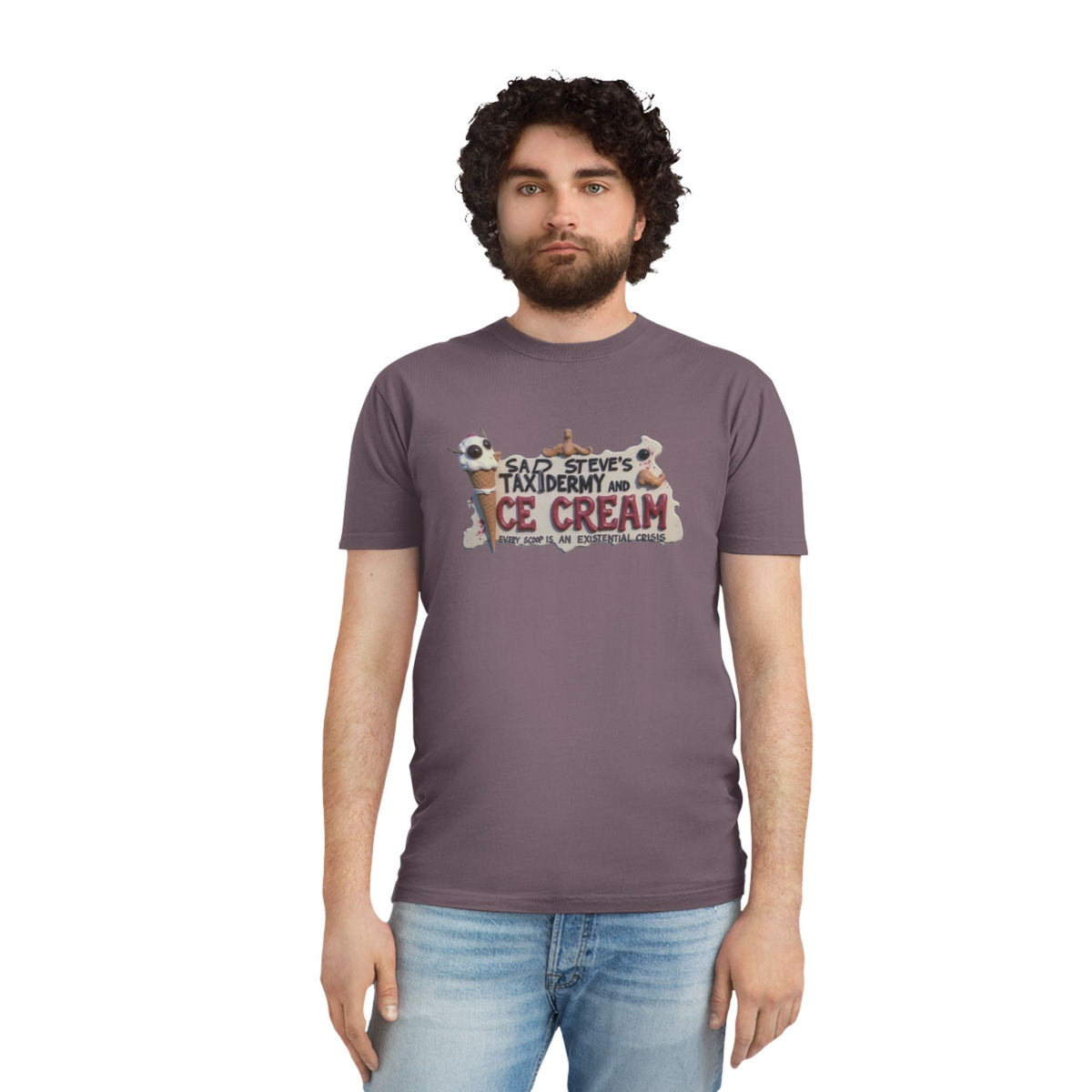 Unisex Faded Shirt - Sad Steve's Taxidermy & Ice Cream Design – Perfect for Quirky Gifts & Casual Wear