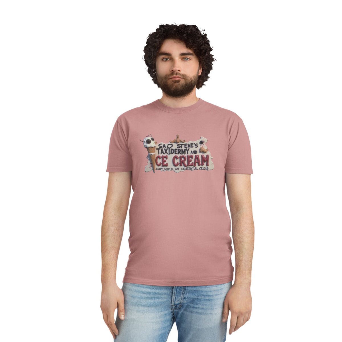 Unisex Faded Shirt - Sad Steve's Taxidermy & Ice Cream Design – Perfect for Quirky Gifts & Casual Wear