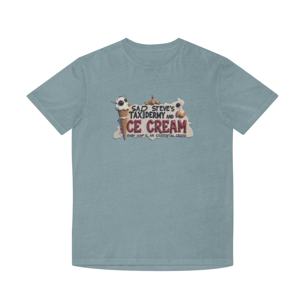 Unisex Faded Shirt - Sad Steve's Taxidermy & Ice Cream Design – Perfect for Quirky Gifts & Casual Wear