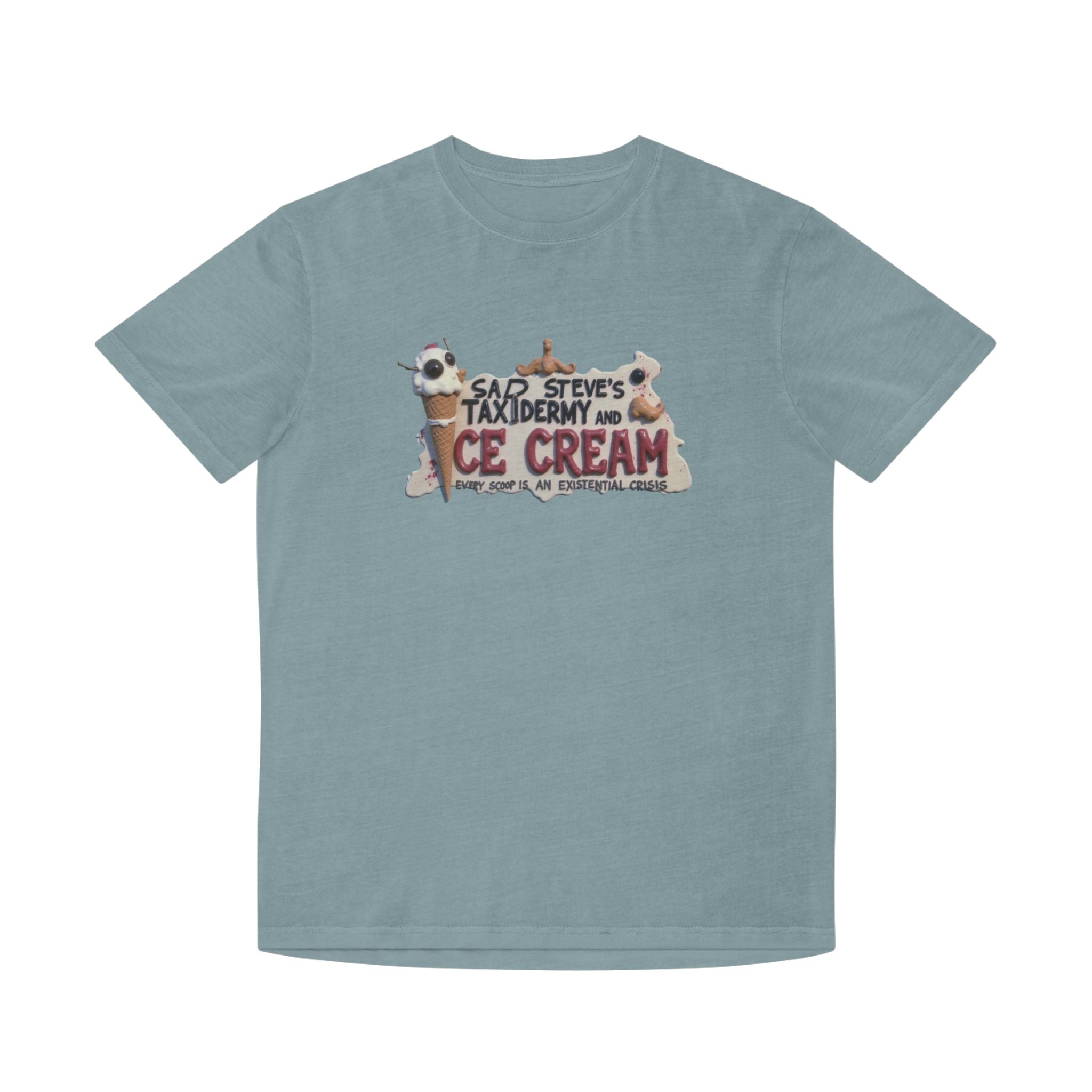 Unisex Faded Shirt - Sad Steve's Taxidermy & Ice Cream Design – Perfect for Quirky Gifts & Casual Wear
